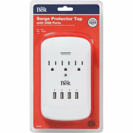ALL-SOURCE 3-Outlet/4-USB 1200J White Plug-In Surge Protector LA-9A-4